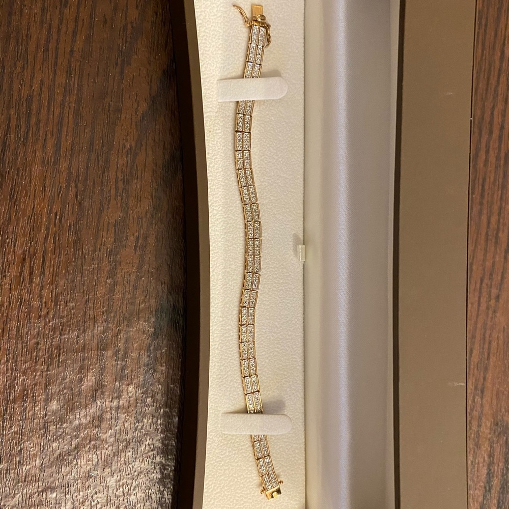 NEW GOLD PLATED STERLING SILVER CZ BRACELET